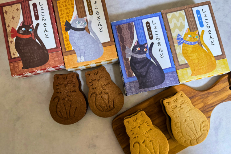 味は4種類。箱にもかわいい猫のイラストが描かれています