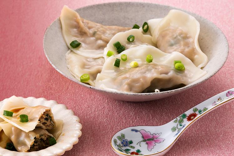 レンコンと鶏挽肉の水餃子